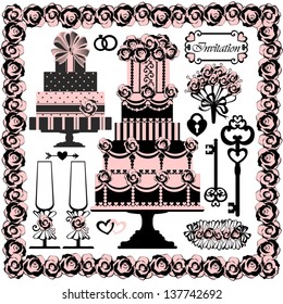 Set of Wedding Elements, Vector Version