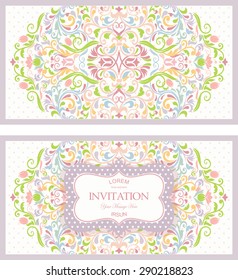 set of wedding greeting cards, invitation with victorian ornaments, beautiful, luxury postcards