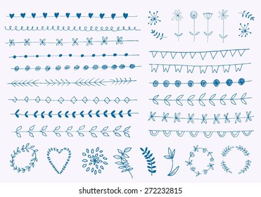 Set for wedding, holiday, valentines day design. Love elements for your design. Laurels, frames, swirls, leaves, arrows, branches, banners and curls. 