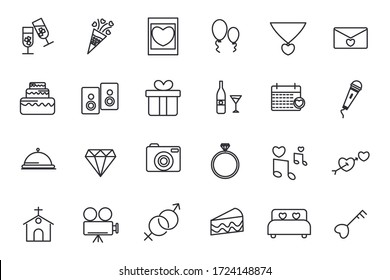 set wedding icon template for graphic and web design collection. Love pack symbol logo vector illustration
