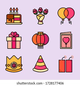 Un conjunto de diseños vectores de iconos de bodas 