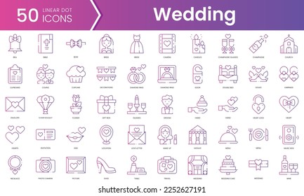 Set wedding icons  Gradient style icon bundle  Vector Illustration