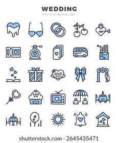 Set of Wedding Icons. Simple line art style icons pack.