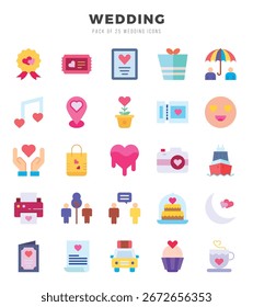Set of Wedding icons. Vector Illustration.