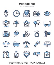 Conjunto de iconos de Boda. Ilustración vectorial.