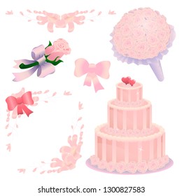 Set of wedding icons vector for invitations
