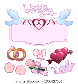 Set of wedding icons vector for invitations