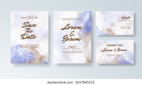 Conjunto de invitación de Boda con acuarela de salpicadura abstracta