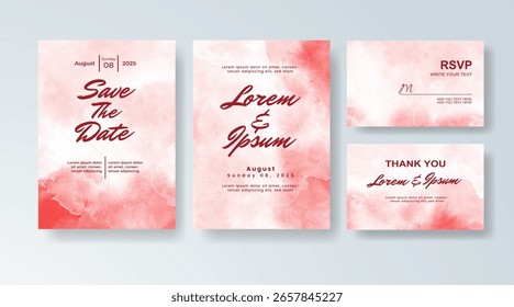 Conjunto de invitación de Boda con acuarela de salpicadura abstracta