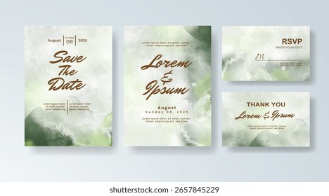Set of Wedding invitation with abstract splash watercolor