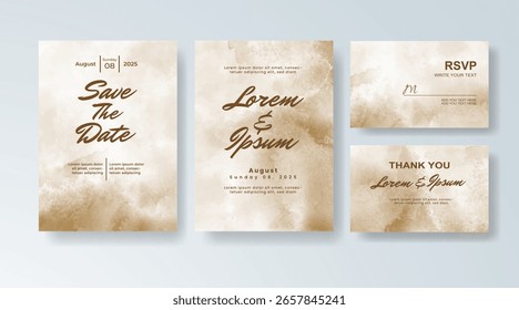 Set of Wedding invitation with abstract splash watercolor