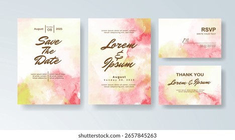 Set Hochzeitseinladung mit abstraktem Spritzwasser