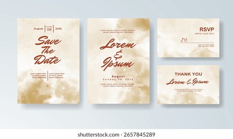 Set of Wedding invitation with abstract splash watercolor