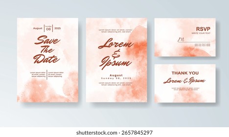 Conjunto de invitación de Boda con acuarela de salpicadura abstracta