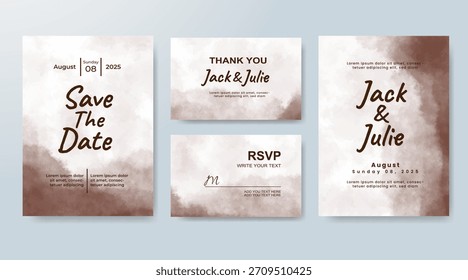 Conjunto de invitación de Boda con acuarela de salpicadura abstracta