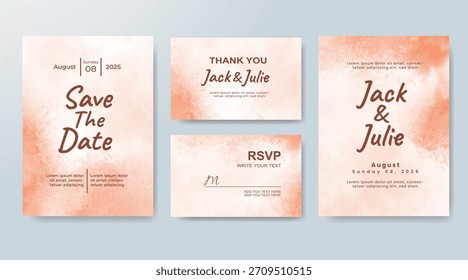 Conjunto de invitación de Boda con acuarela de salpicadura abstracta