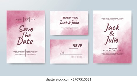 Conjunto de invitación de Boda con acuarela de salpicadura abstracta