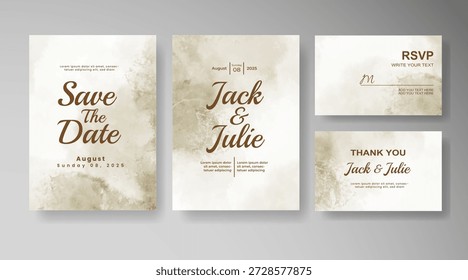 Conjunto de invitación de Boda con acuarela de salpicadura abstracta