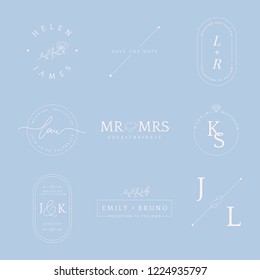 Set of wedding invitation badge design vector