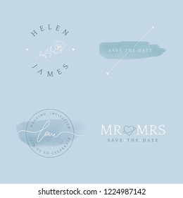 Set of wedding invitation badge design vector