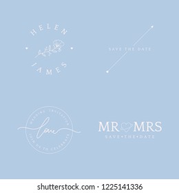 Set of wedding invitation badge design vector