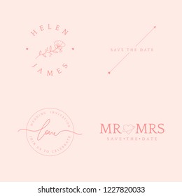 Set of wedding invitation badge design vector