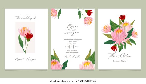 set of wedding invitation card 