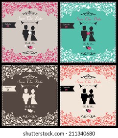 Set of Wedding Invitation Card.