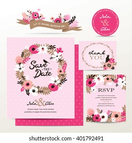 Set of wedding invitation card