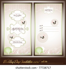set of wedding invitation card