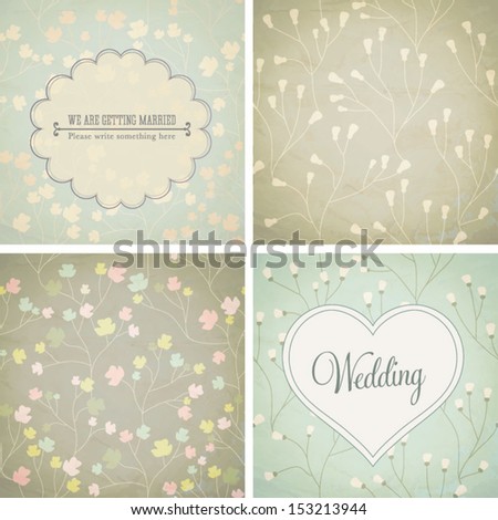Set Wedding Invitation Card Vector Illustration Stock Vector (Royalty