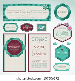 Set of wedding invitation cards