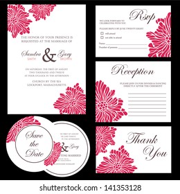 Set of wedding invitation cards.