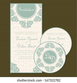 Set of wedding invitation cards.