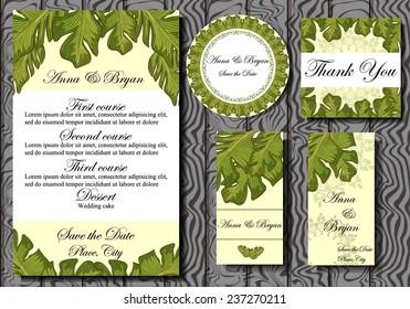 Set of wedding invitation cards