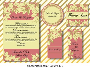 Set of wedding invitation cards