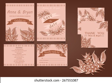 Set of wedding invitation cards