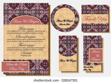 Set of wedding invitation cards