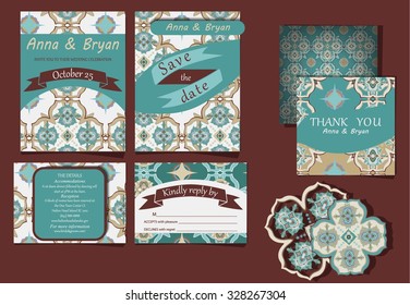 Set of wedding invitation cards