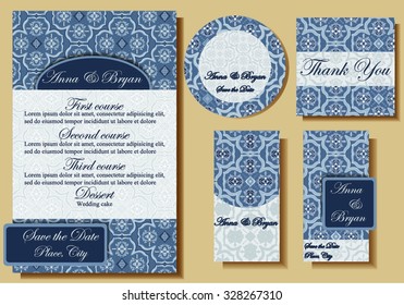 Set of wedding invitation cards