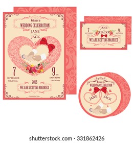 Set of Wedding Invitation Cards