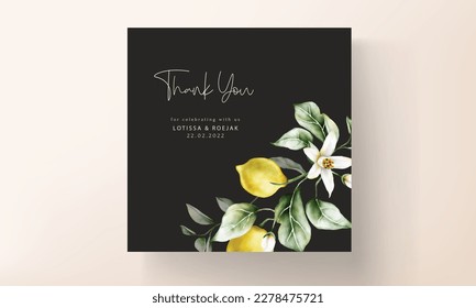 set of wedding invitation cards with a lemon and flowers