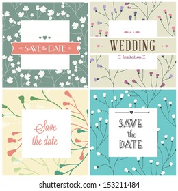 Set of wedding invitation cards. Vector illustration. Seamless pattern can be used for wallpaper, web page background, pattern fills,surface textures...