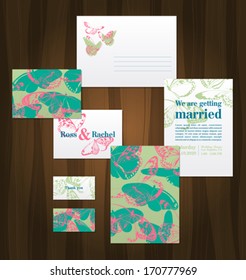 Set of  wedding invitation cards. Vector illustration