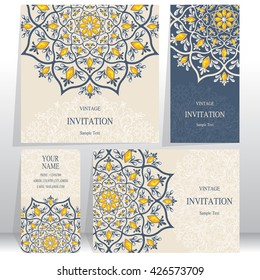 Set of Wedding invitation cards.business cards. or card with abstract background. Islam, Arabic, Indian, Dubai.