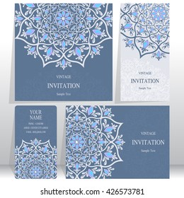 Set of Wedding invitation cards.business cards. or card with abstract background. Islam, Arabic, Indian, Dubai.