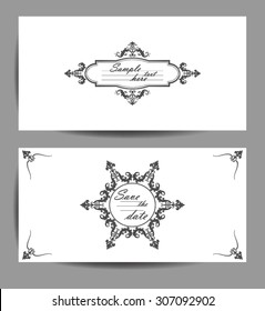 Set of wedding invitation card.White  background.