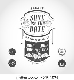 Set of wedding invitation design elements