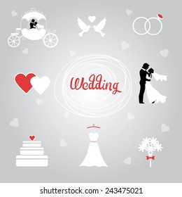 Set of wedding invitation. Design elements