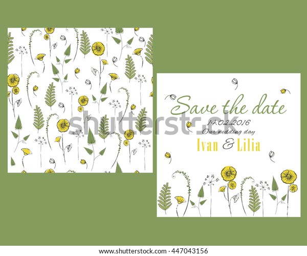 Set of wedding invitation  design elements with\
flowers. Groom and bride couple wedding invitation . Vector card\
save the date.